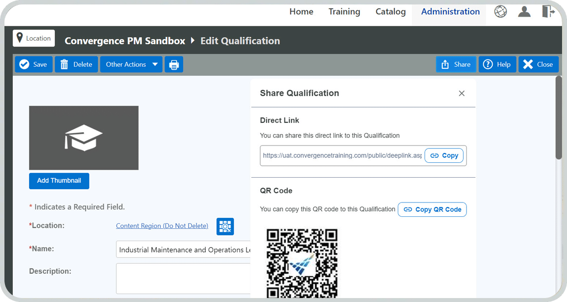 Admin creates link or QR code that would be available to a learner to access JIT training