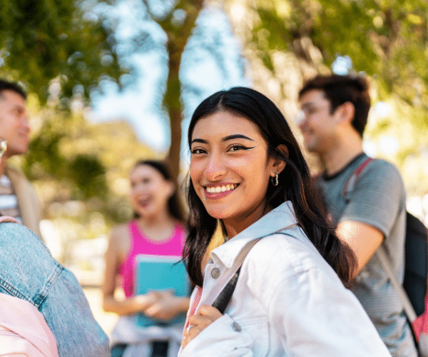College student smiling